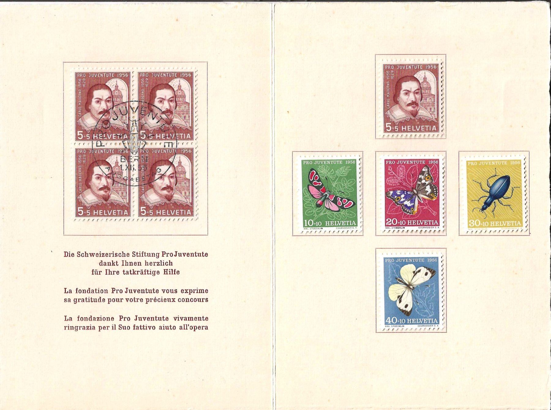 Alle Briefmarken: Folder Pro Juventute 1956 – Gebraucht aus Zürich von Philacat11 1