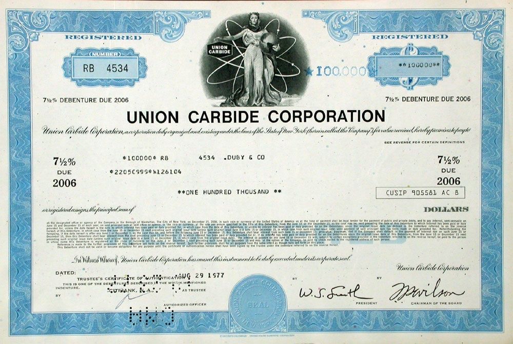 Dokumente: Union Carbide Corporation - 1978 – Gebraucht aus Solothurn von Sgasche