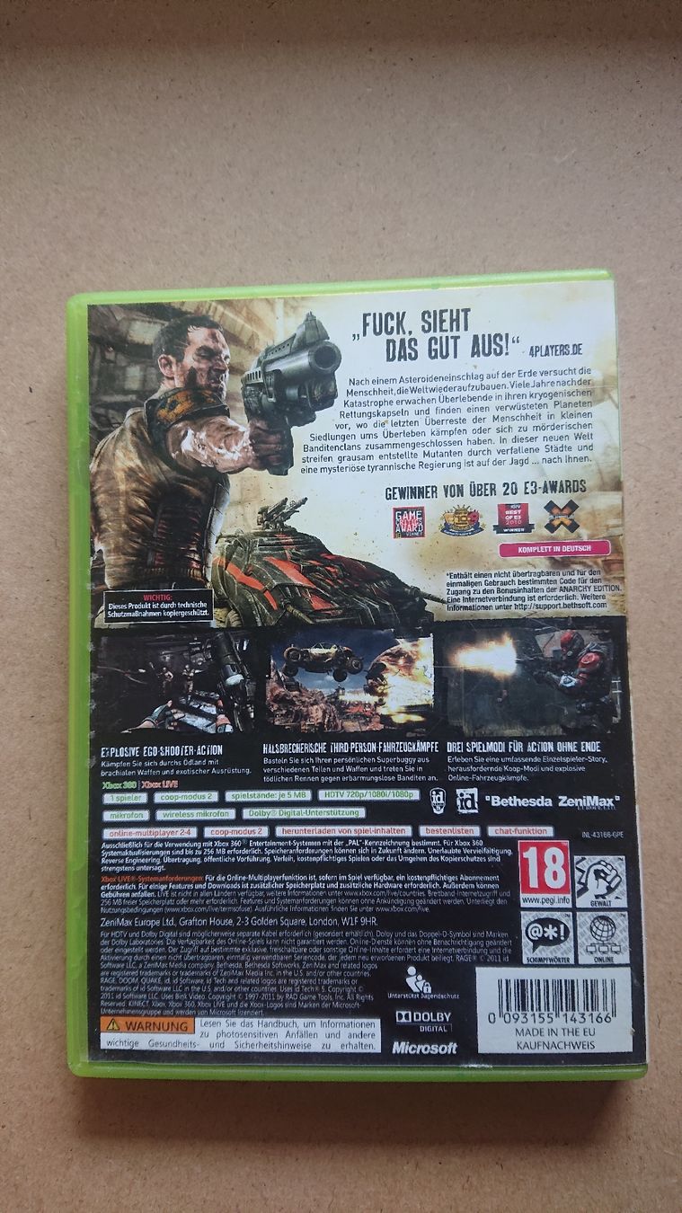 Giochi: RAGE Anarchy Edition Xbox 360  – Usato da Chur venduto da FreakofRarity 1