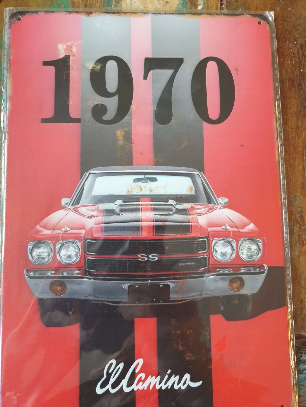 Schilder: Vintage Blechschild: El Camino SS 1970 – Neu und originalverpackt aus Olten von Marsmobil