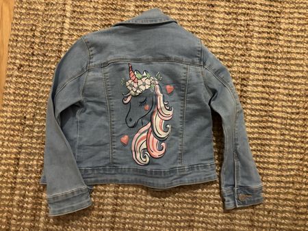 Mädchen Jeansjacke blau mit Einhorn, neu gr. 92/98