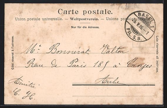 Cartoline postali: AK Basel, Fischmarktbrunnen, 1906 – Usato da Berlin venduto da bartko-reher 1