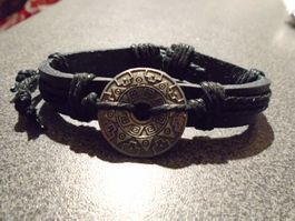 Armband Kunststoff, schwarz, runde Platte