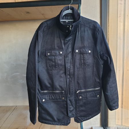 🐸 COOLE HERRENJACKE SCHWARZ 52 H&M JACKE BIKERSTIL
