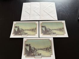 Antike Ansichtskarten Zürich 1775, 3 Stk. mit Couverts