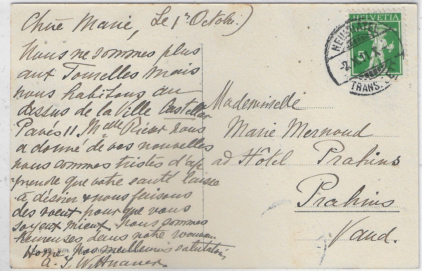 Cartoline postali: Les Tourelles - Neuchatel – Usato da Ettingen venduto da Kartenplanet 1