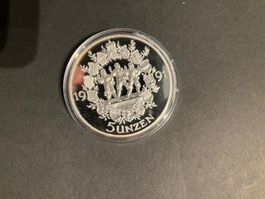 5 Uzen Silber 700 Jahr Schweiz. Eidgenossenschaft