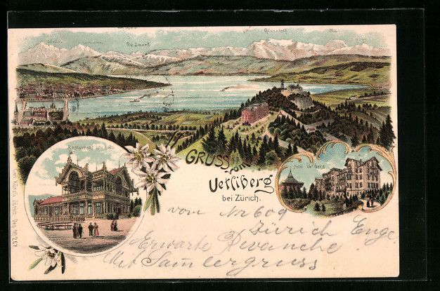 Cartoline postali: Litho Uetliberg, Gesamtansicht, Restaura – Usato da Berlin venduto da bartko-reher