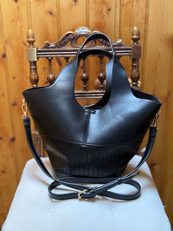 Chic Black Tote Bag with Shoulder Strap