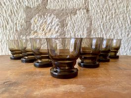 7er Set Vintage Gläser / Wassergläser / Rauchglas