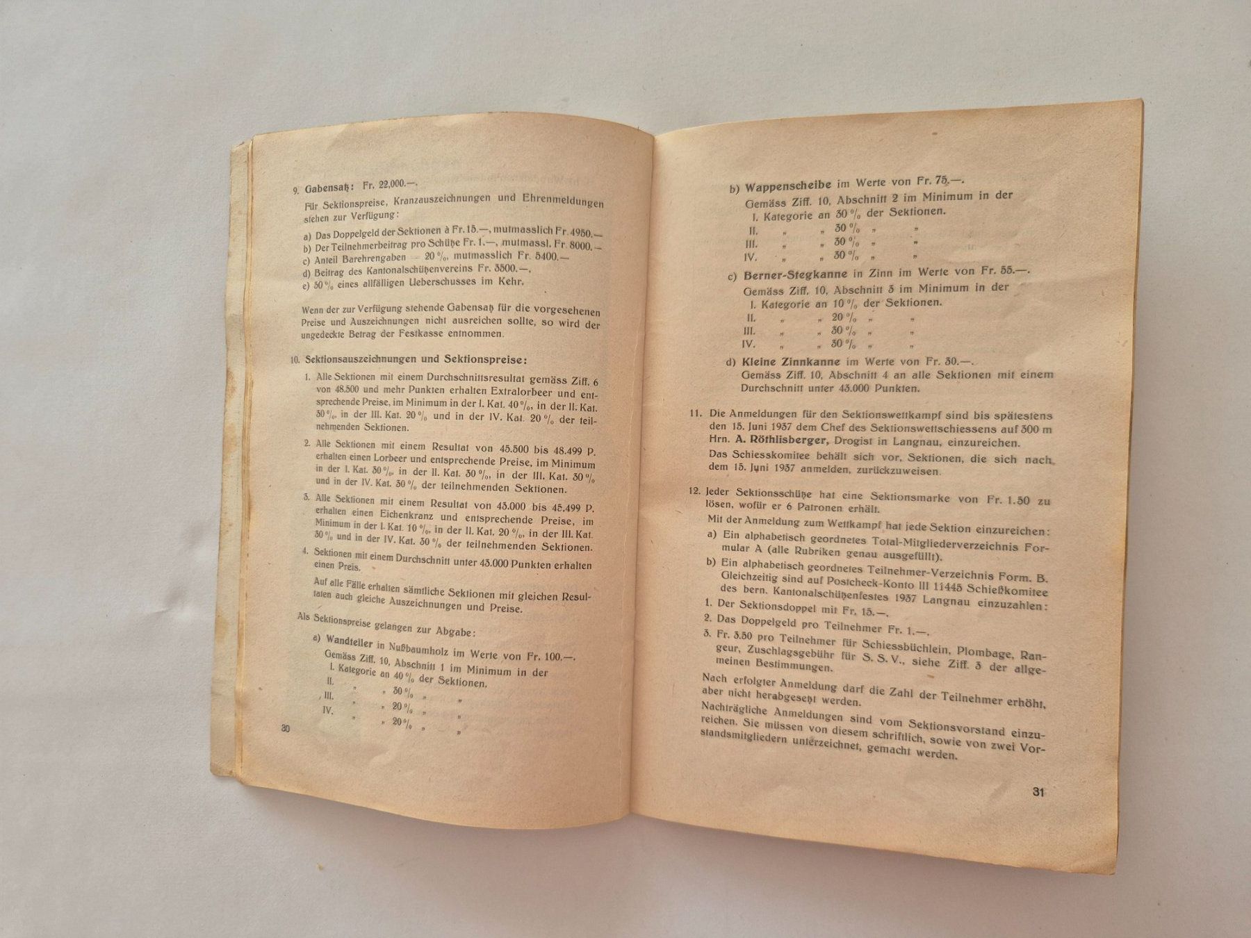 Libri: Berner Kantonal-Schützenfest Langnau 1937 Programm – Usato da Langendorf venduto da zvonu161 4