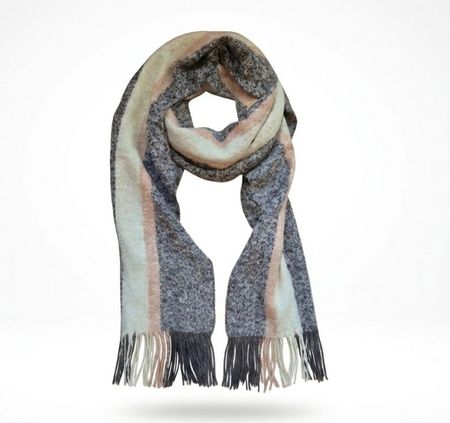 Schal gestreift in Grau Beige Rosa gebraucht Zustand