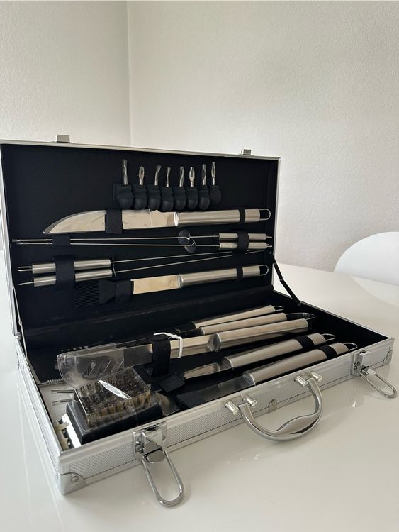 15-teiliges Grillbesteck Set Edelstahl - Komplettes Grillzubehör In Transportkoffer