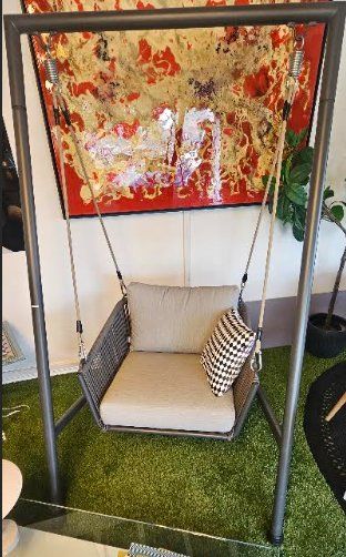Poltrone pensili da giardino: Fauteuil balançoire gris structure métallique DENOVA – Nuovo (secondo la descrizione) da Etoy venduto da eme_c8rt