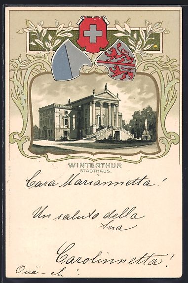 Cartes postales: Litho Winterthur, Stadthaus mit Wappen – D'occasion à Berlin par bartko-reher