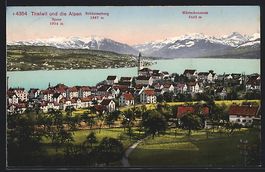 Thalwil, Teilansicht und die Alpen, Spee