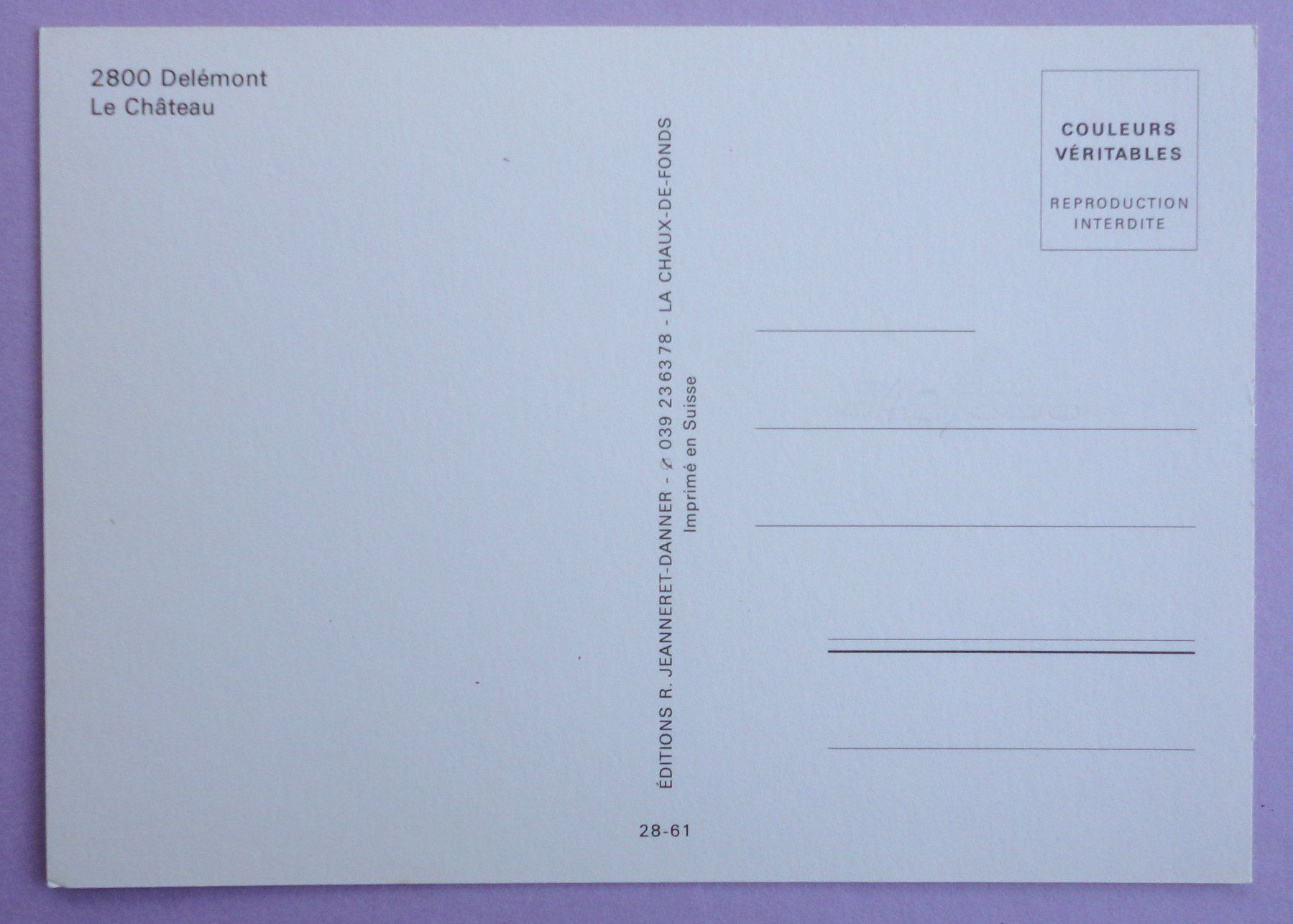 Cartoline postali: Delémont - Le Château – Usato da Fétigny venduto da Billy2miny 1
