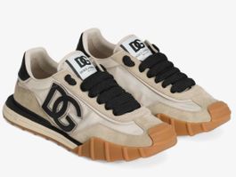 DOLCE GABBANA Aria Cushion Beige Leder Low Sneakers 44.5 NEU