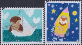 2021, Nr.1838+1839 (Tierboten) mit Ersttags-Eck-Stempel.