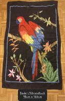 Bade-/Strandtuch Papagei Motiv schwarz 98 x160 cm