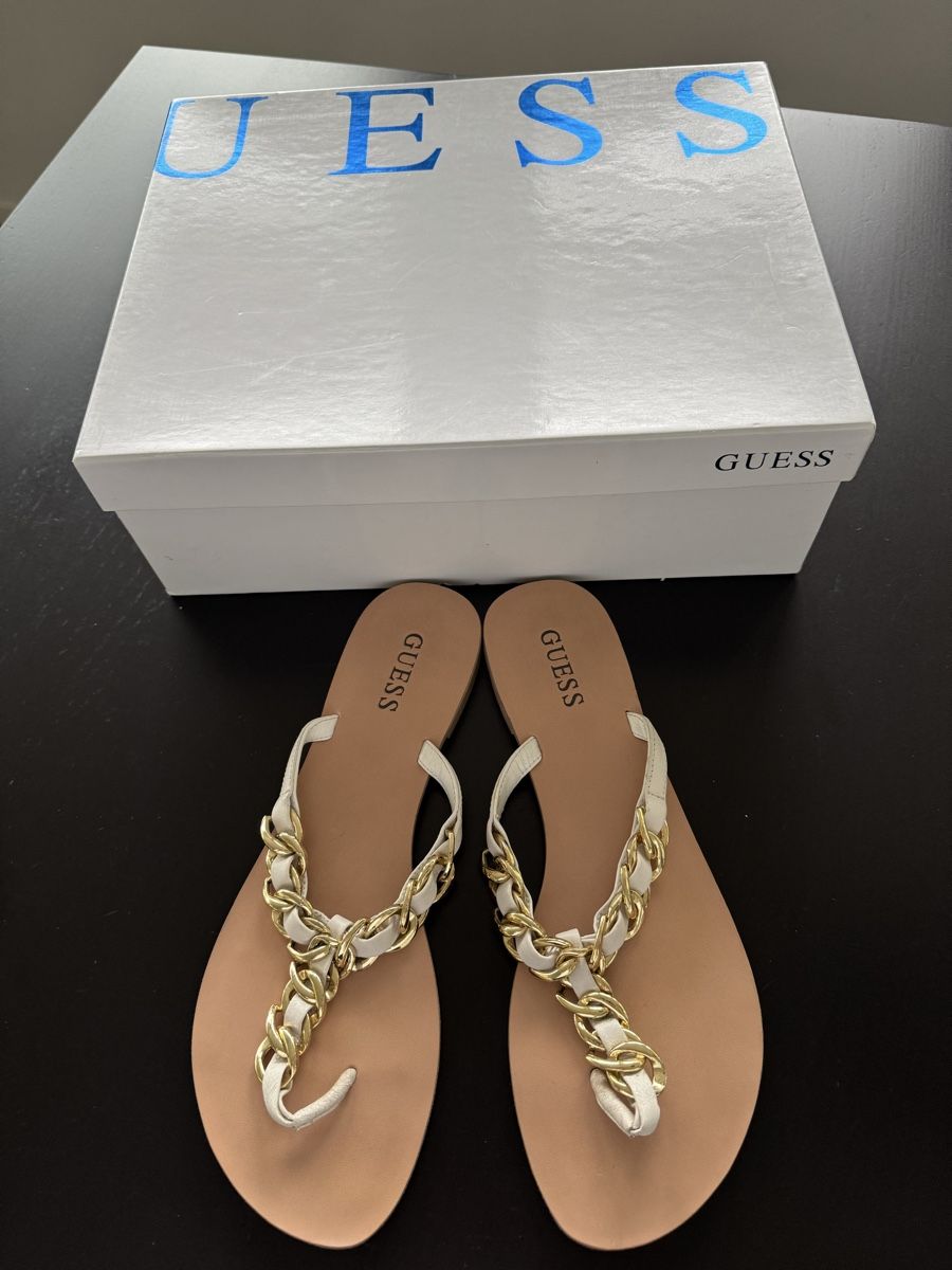 Guess Scarpe da donna: Flip Flop Guess weiss/gold, Gr. 39 – Nuovo (secondo la descrizione) da Zürich venduto da Jen10 1