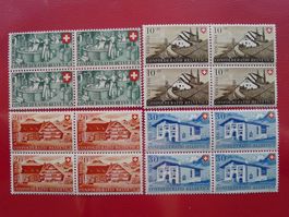 1946: Pro Patria: B30-B33, postfr.** Viererblöcke, Kat: 60.-