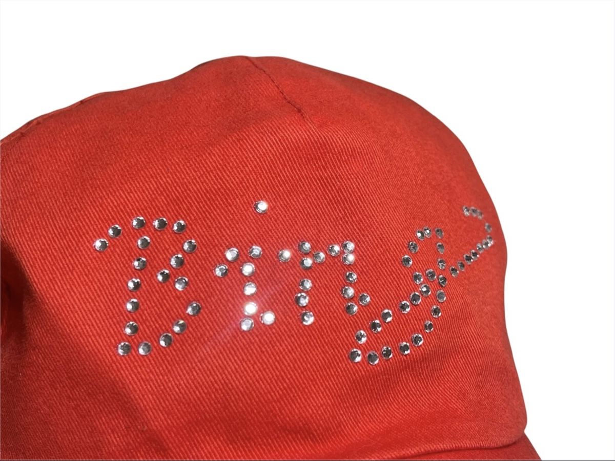 Copricapi, berretti & cappellini: Kappe Damen, rot mit Strass "Bingo" - Gr. 57, Baumwolle – Usato da Luzern venduto da woti-shop 3