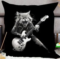 Dekorkissen Rockstar Katze / 45cmx45cm Cover ohne Inlett