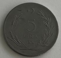 Türkei 5 Lira 1974 – Türkische Münze
