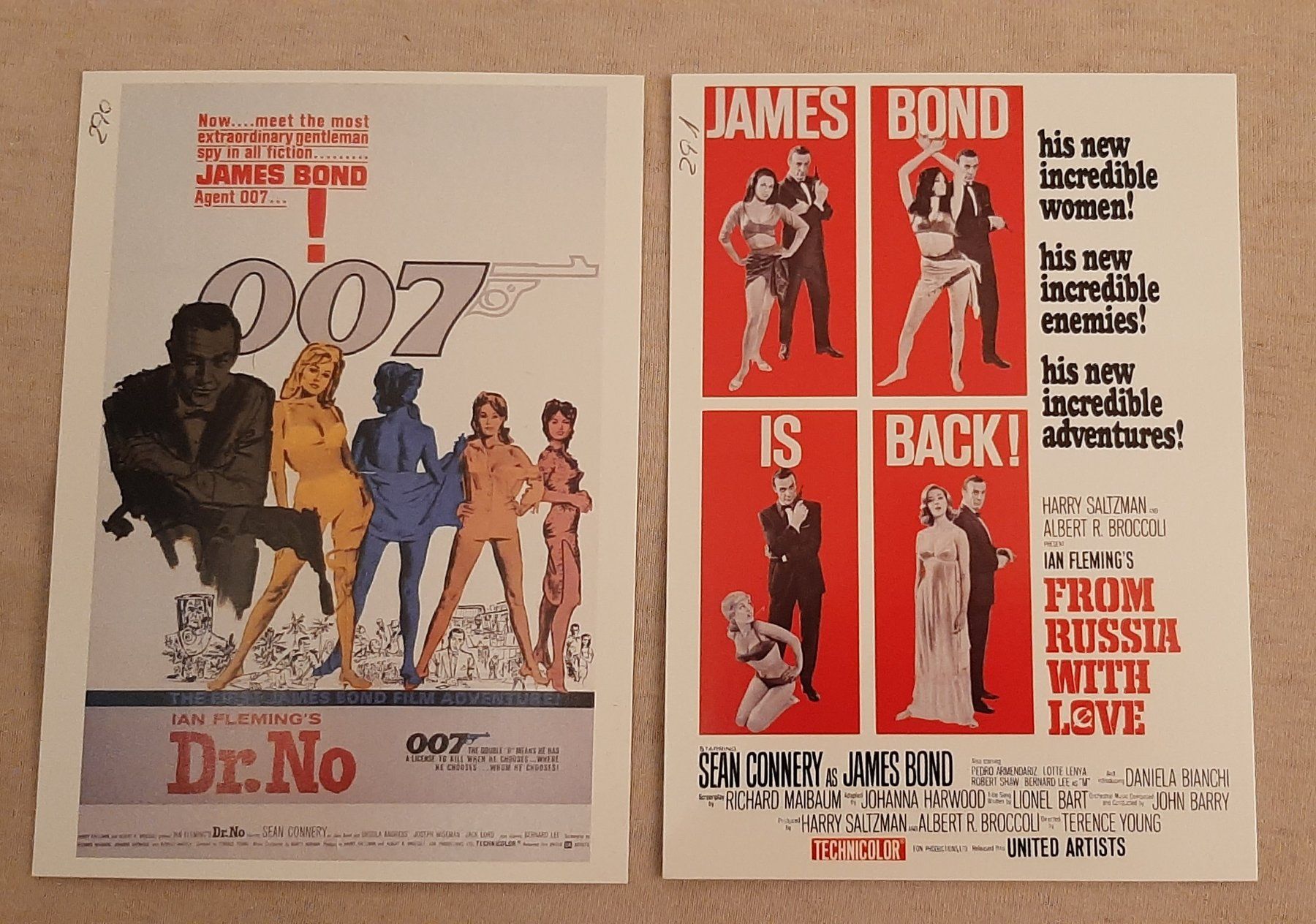 Cartoline postali: James Bond 007 - 2 cartes postales - Sean Connery – Usato da Vernier venduto da assfc