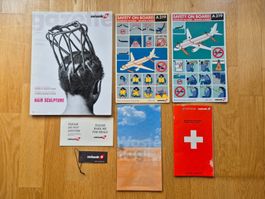 Diverse Swissair Artikel: Gazette, Timetable,  Waste bag etc