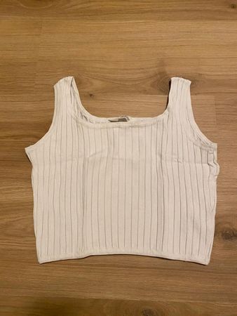 Crop top blanc cassé rayé H&M