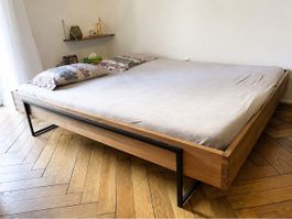 Bettgestell mit Rahmen, Holz/Metall, gebraucht