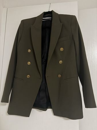Blazer Zara vert kaki croisé boutons dorés taille XS