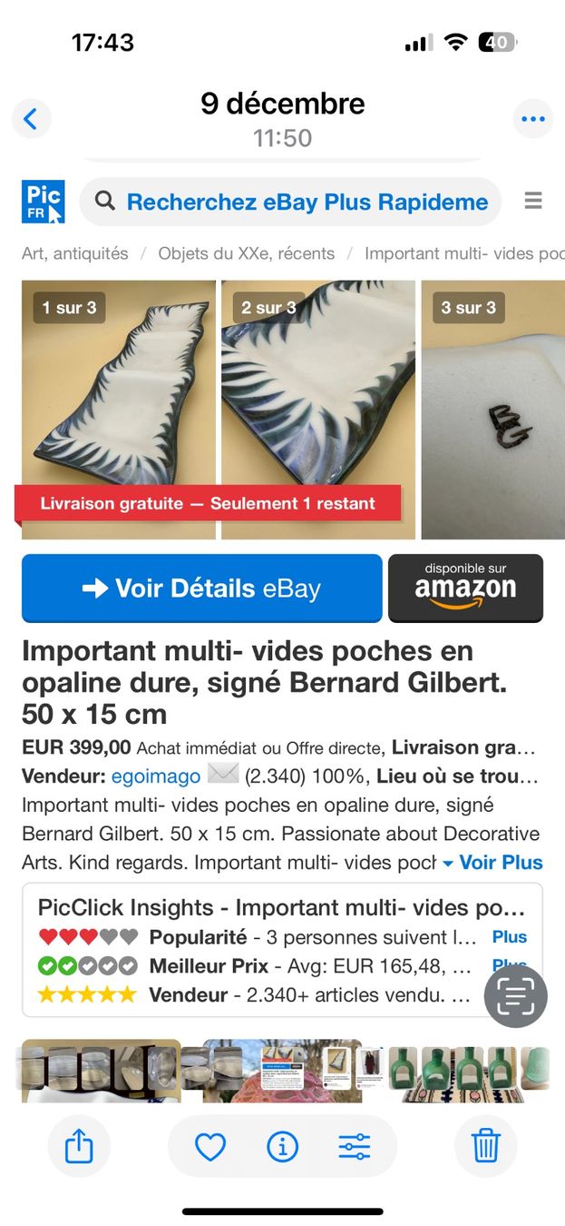Servierplatten: Grand plat en opaline de Bernard Gilbert – Neu (gemäss Beschreibung) aus Genève von ati_tj8f 1