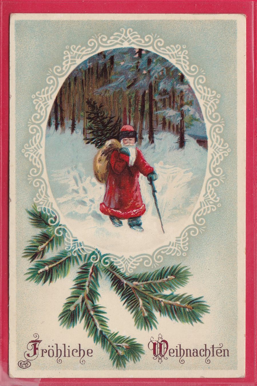 Cartoline postali: FRÖHLICHE WEIHNACHTEN (SAMICHLAUS) – Usato da Oberrieden venduto da Gebirgsstelze