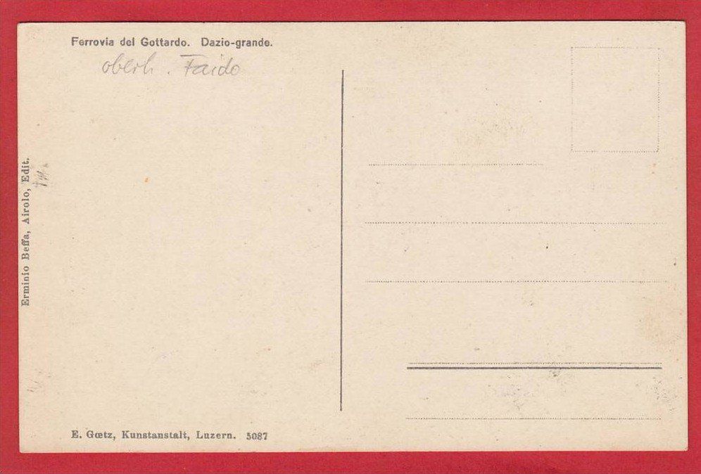 Cartoline postali: GOTTHARDBAHN DAZIO-GRANDE – Usato da Grüningen venduto da Kartenlaube 1