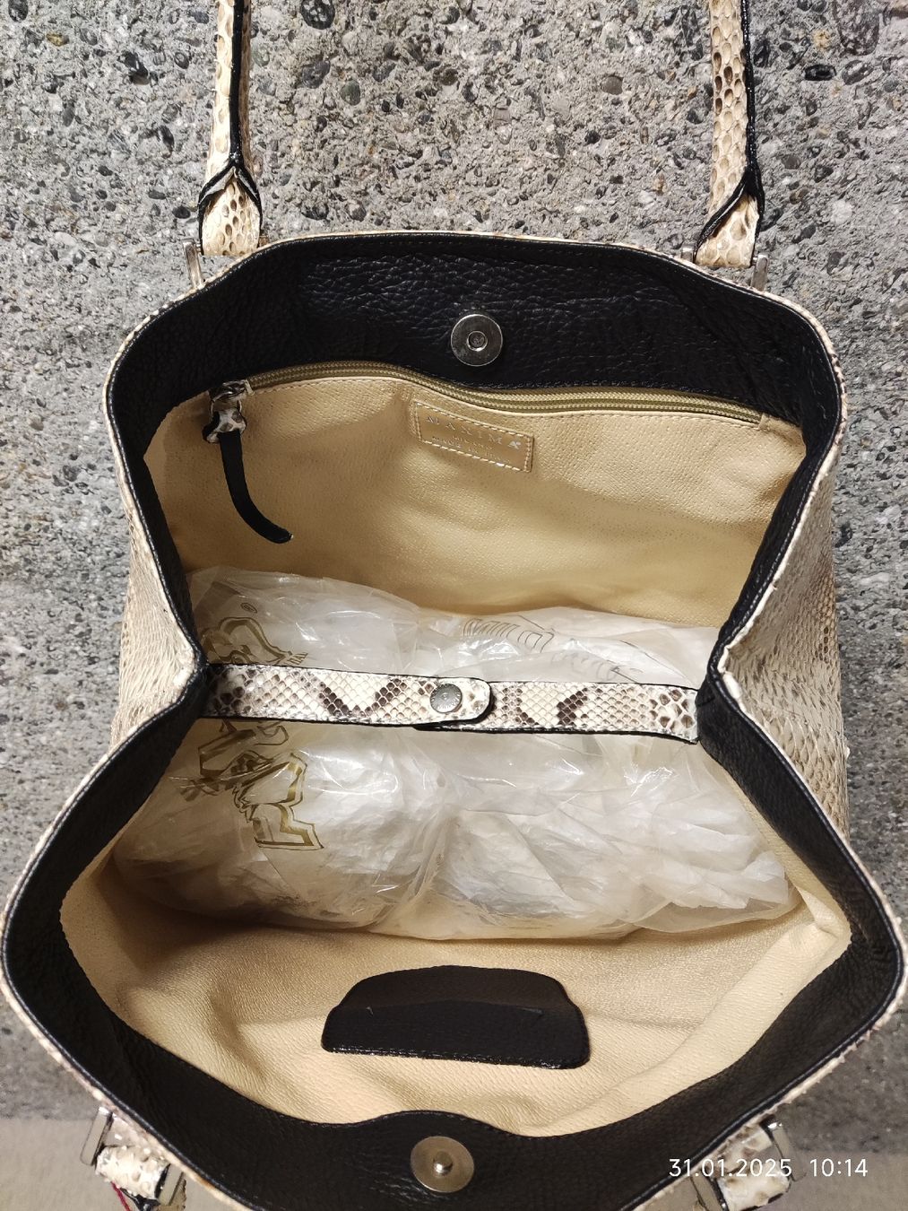 Borse da donna: Neue Schicke  Handtasche Python Muster beige Leder – Nuovo (secondo la descrizione) da Wettswil venduto da Chateauxfoto 2