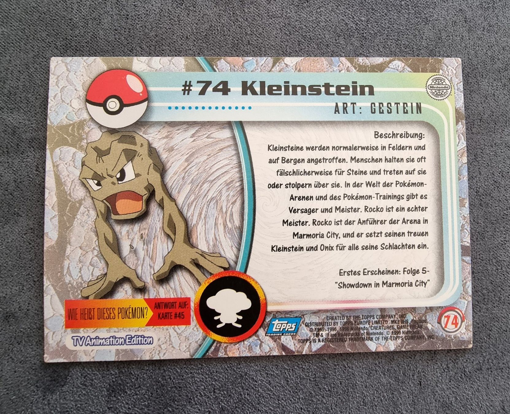 Pokémon Carte collezionabili: Pokémon Topps Holo blau #74 Kleinstein – Usato da Roggwil BE venduto da S_Cards 5