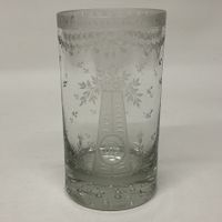 Glasbecher antik, geschliffen, geätzt