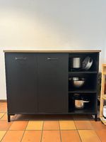 Meuble de rangement cuisine noir et bois