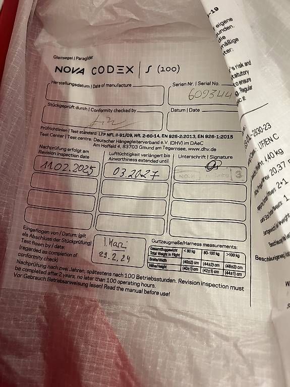Nova Sport dell'aria & Aquiloni: Gleitschirm Nova Codex S – Usato da Bern venduto da Jojoko 1