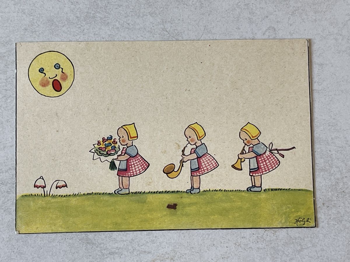 Cartoline postali: Alte Ansichtskarte, Mädchen mit Instrumenten, – Usato da Strengelbach venduto da Aschatan5