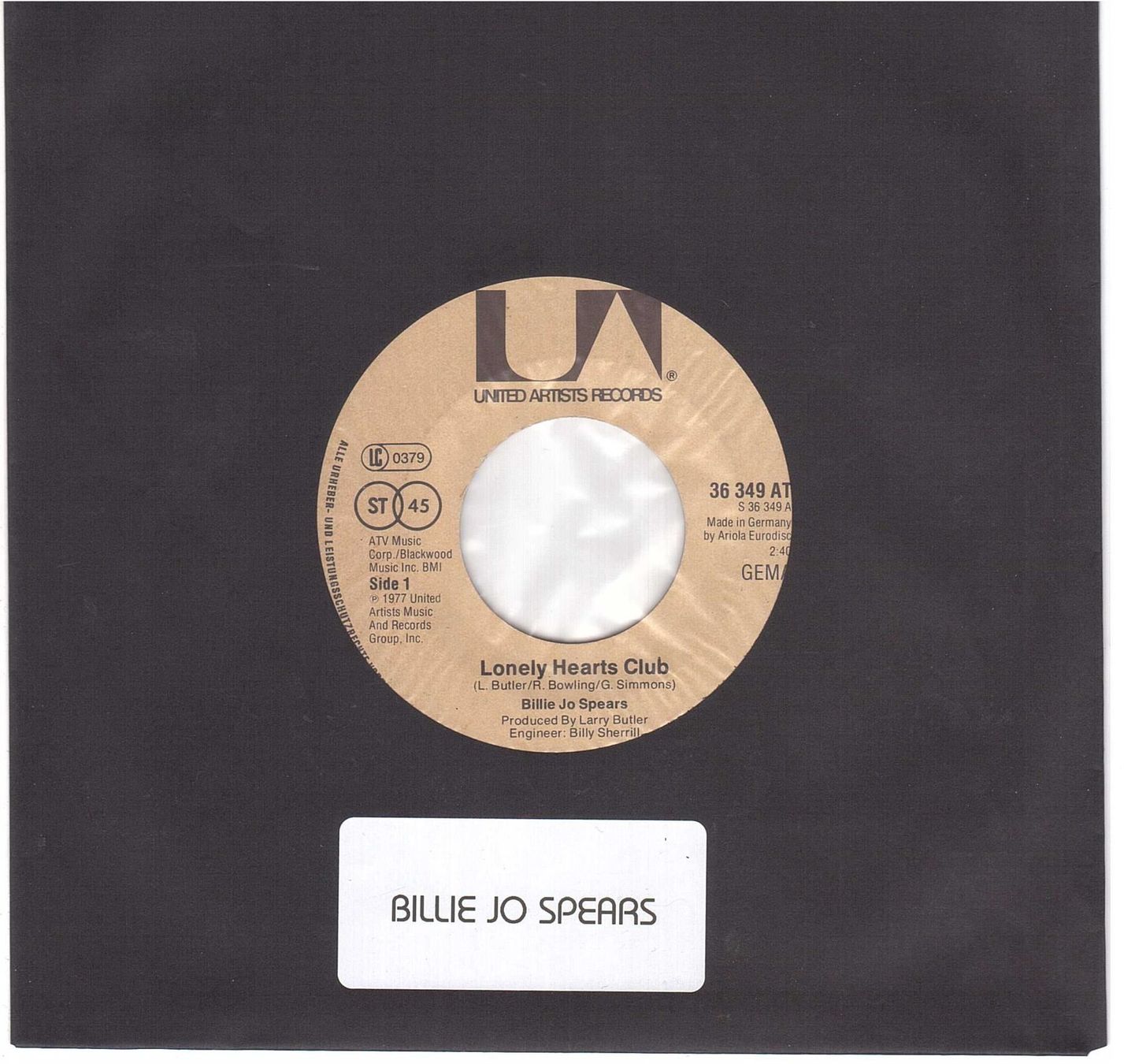 Dischi in vinile: Single7  VINYL 7  BILLIE JO SPEARS – Usato da Rheinau venduto da thealbum
