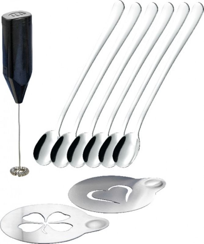 Elettrodomestici da cucina: Milchschäumer mit Löffel & Schablonen – Nuovo e nell'imballaggio originale da Wettingen venduto da kochshop 2