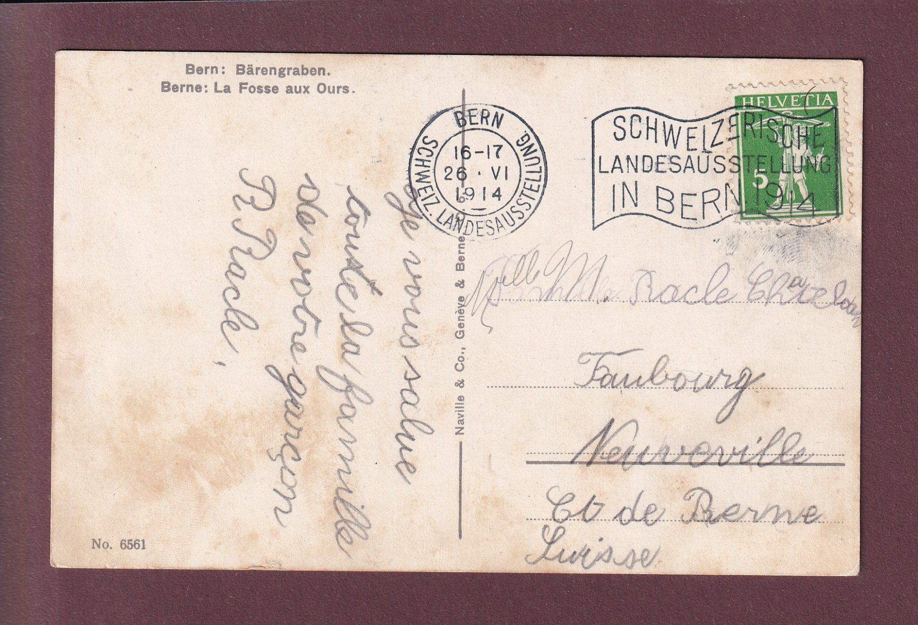 Ansichtskarten: BERN - Bärengraben - 1914 – Gebraucht aus Pully von nicecards 1