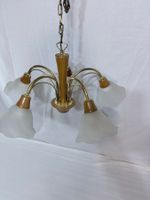 Rustikale Lampe aus Holz und Messing 5 Flammig