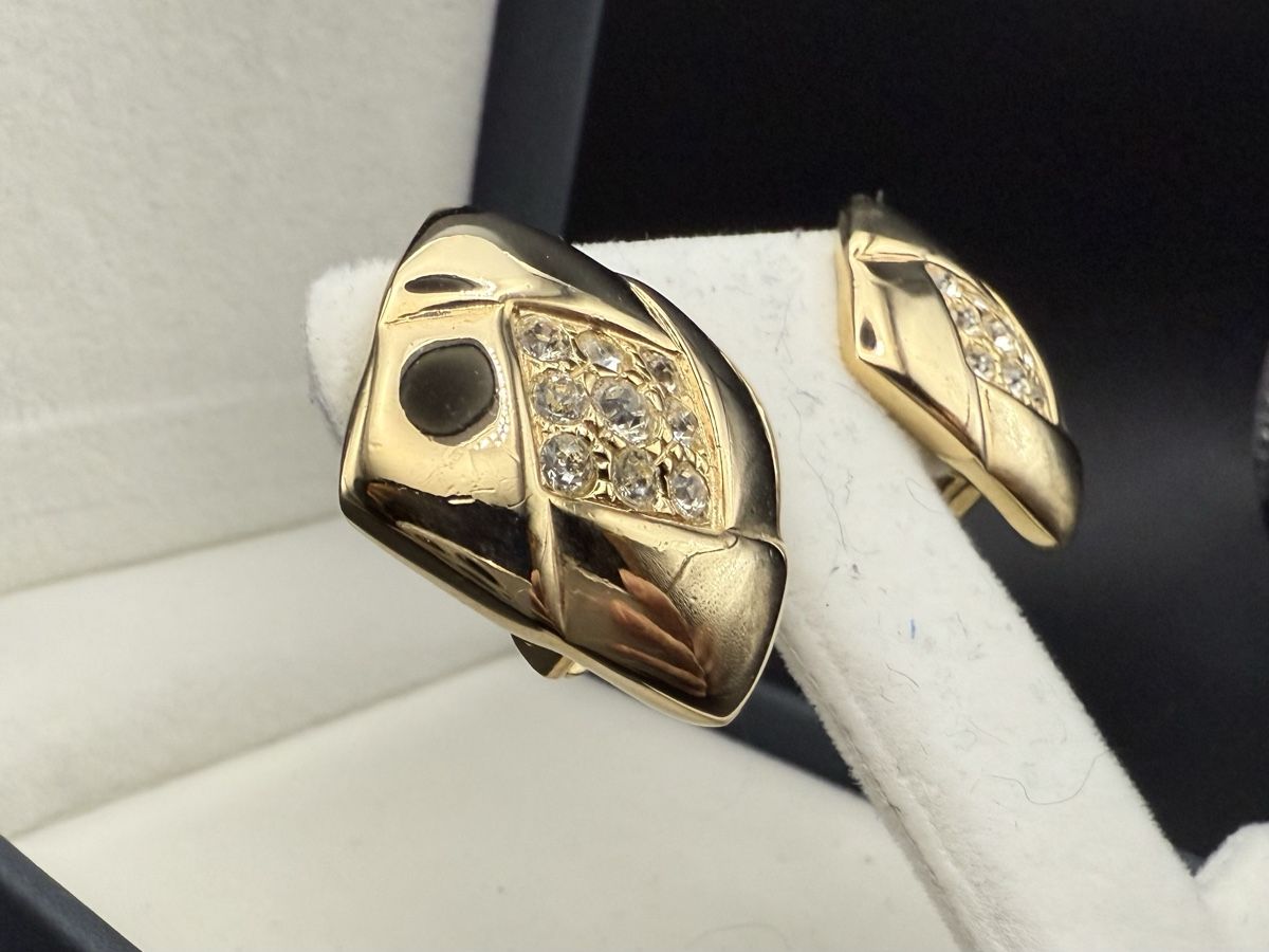 Orecchini pendenti & Orecchini a lobo: Goldfarbe Vintage Ohrringe mit Strass – Usato da Lamone venduto da LaCantinaMagica 4