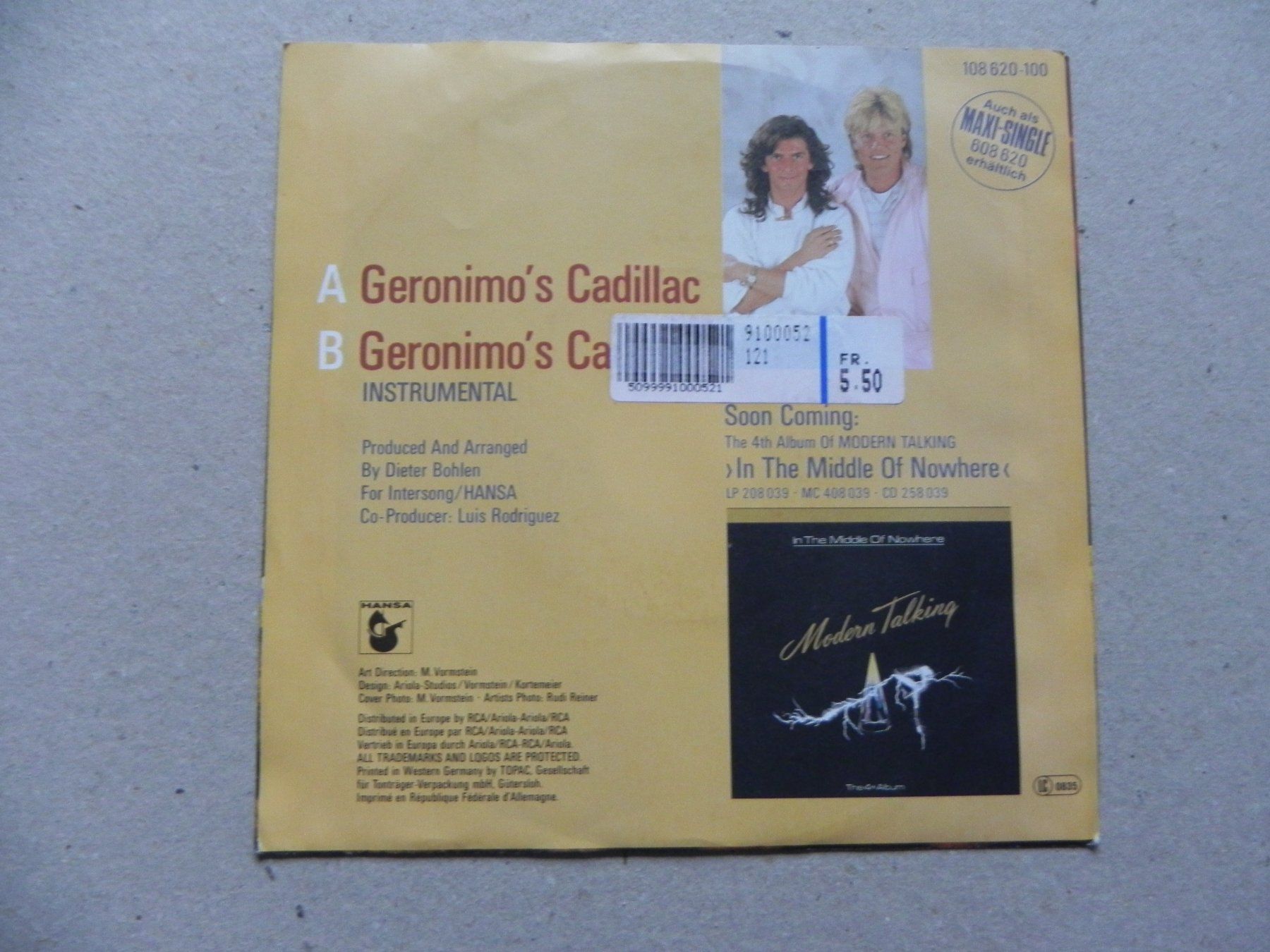Schallplatten: Single 7" DE Pop Duo Modern Talking 1986 Geronimo`s Cadillac – Gebraucht aus Siebnen von krimsie 1