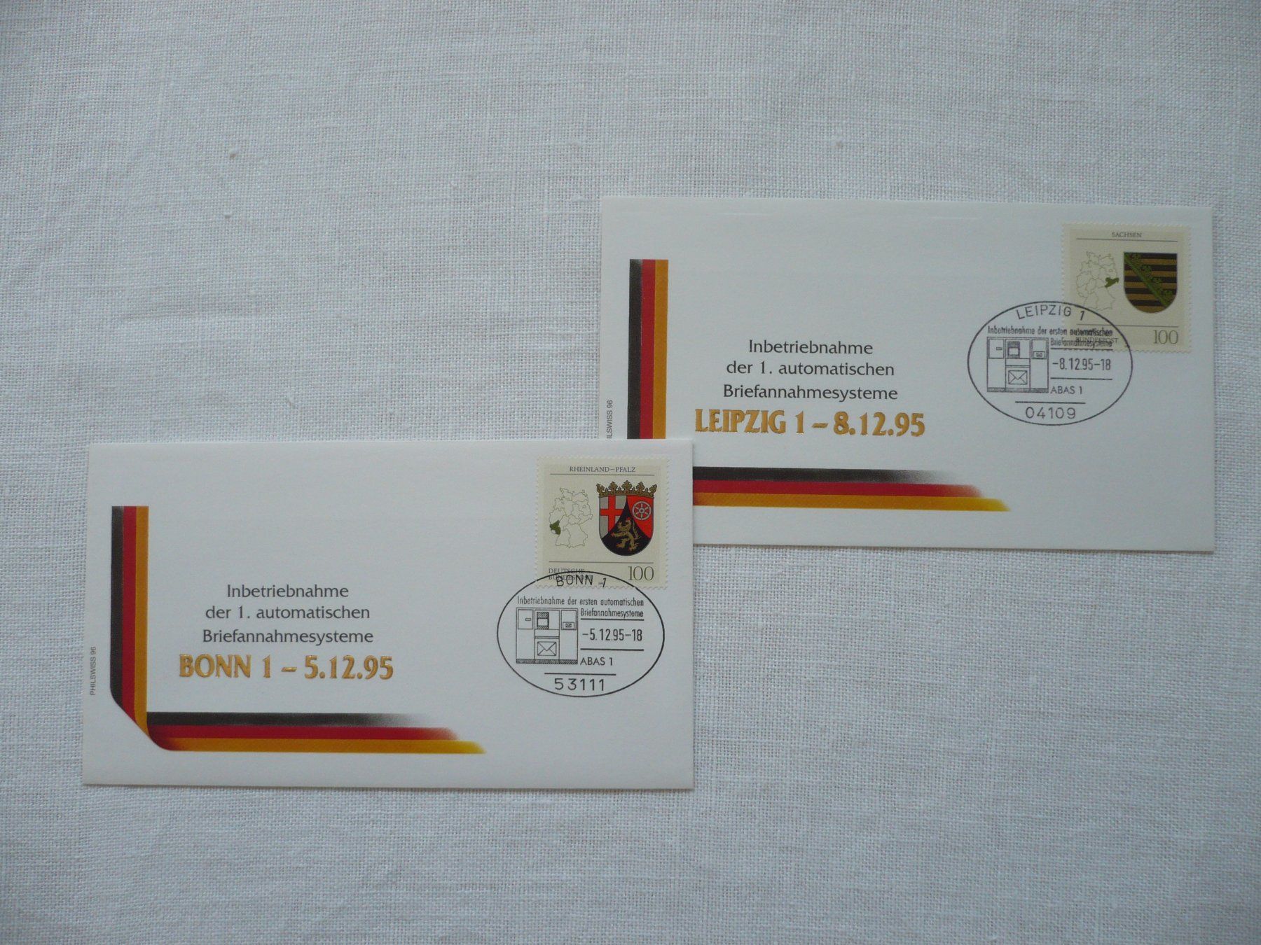 Tutti i francobolli: D 1995 1. Automat. Briefannahmesystem, 2 Belege – Usato da Zürich venduto da saltandpepper008